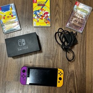 Nintendo switch with dock, straps, and charger with new joy cons (320)